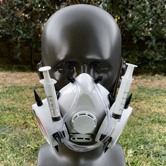 Steampunk Cosplay Costume Party Halloween Mask White Red with adjustable straps - Picture 2 of 3